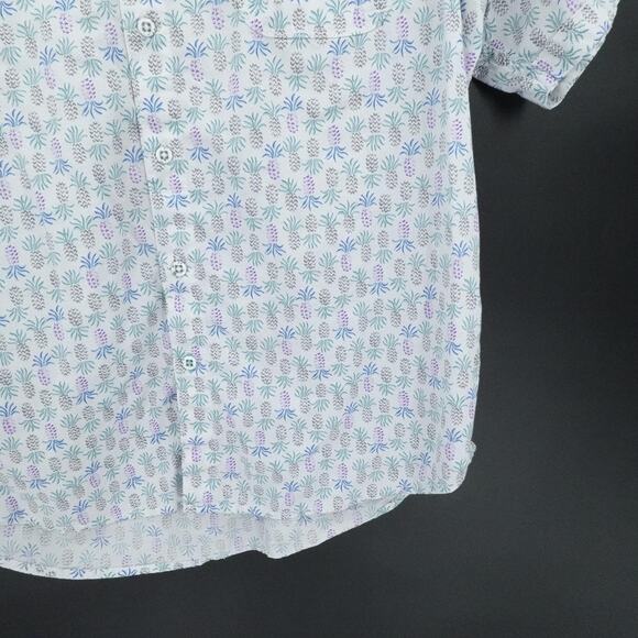 Tommy Bahama Shirt Mens Large White‎ Purple Pineapple Print Short Sleeve Resort - Picture 9 of 16